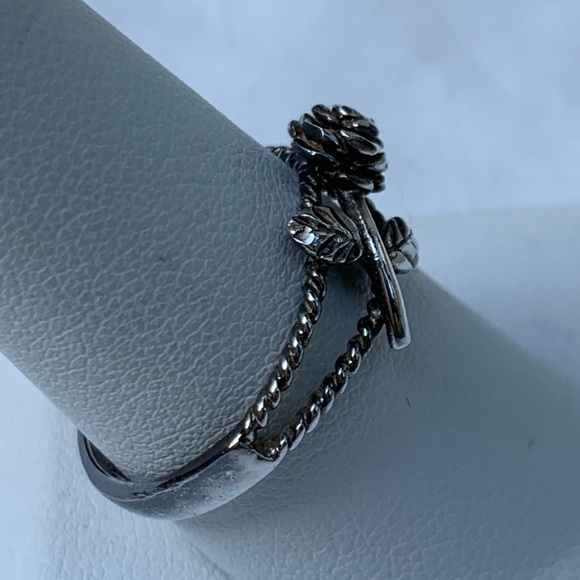 Vintage Designer NV Sterling Silver Boho Rose Ring - Picture 3 of 5